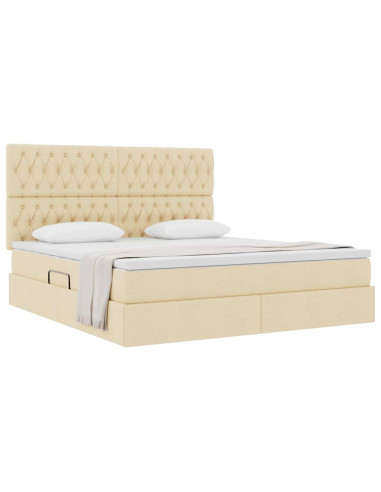 Letto con contenitore e materasso Crema 180 x 200 cm Poliestere