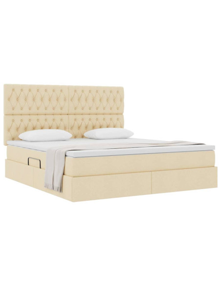 Letto con contenitore e materasso Crema 180 x 200 cm Poliestere