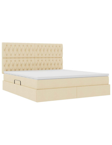 Letto con contenitore e materasso Crema 180 x 200 cm Poliestere