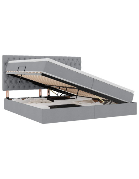 Letto con contenitore e materasso Grigio chiaro 200 x 200 cm