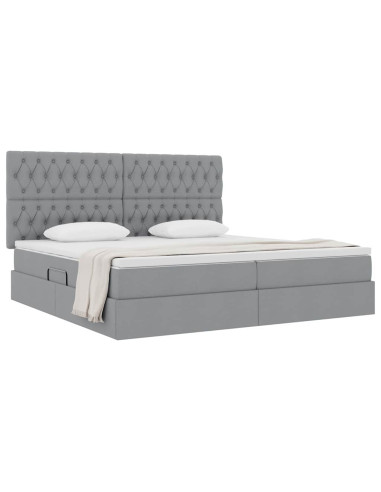 Letto con contenitore e materasso Grigio chiaro 200 x 200 cm