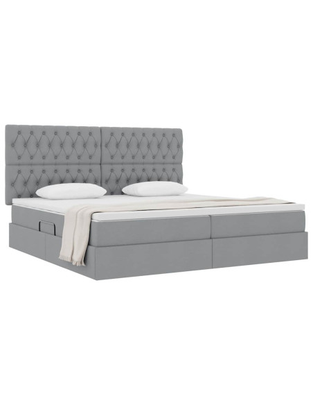 Letto con contenitore e materasso Grigio chiaro 200 x 200 cm