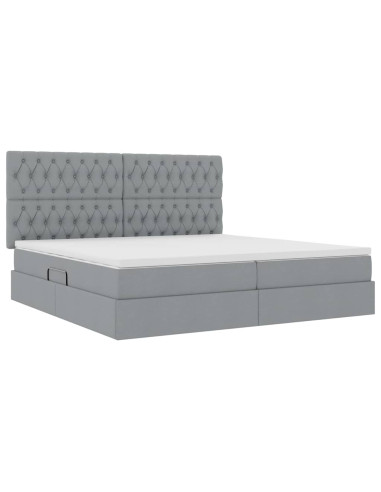 Letto con contenitore e materasso Grigio chiaro 200 x 200 cm