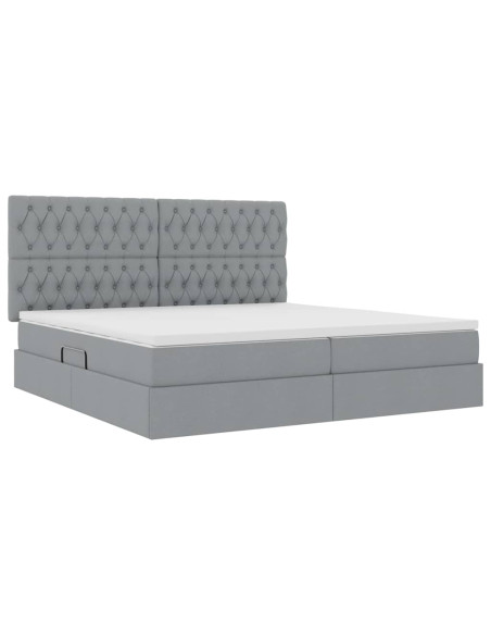 Letto con contenitore e materasso Grigio chiaro 200 x 200 cm