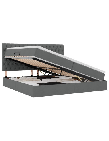 Letto con contenitore e materasso Grigio scuro 200 x 200 cm