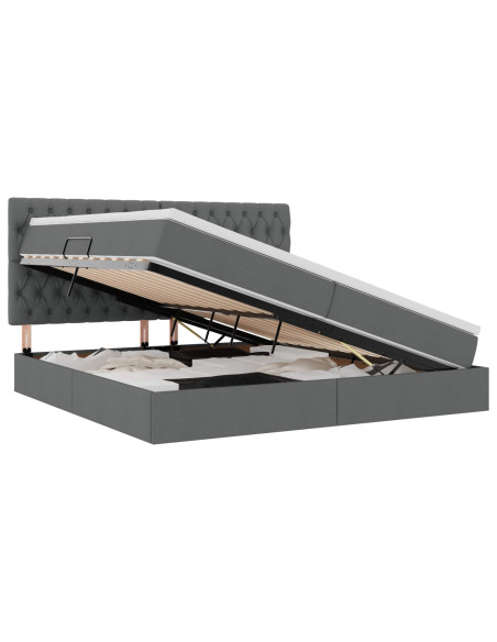 Letto con contenitore e materasso Grigio scuro 200 x 200 cm