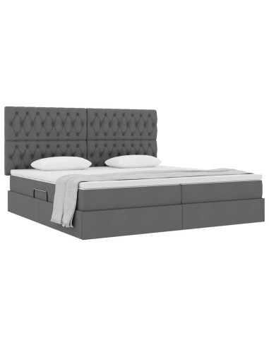 Letto con contenitore e materasso Grigio scuro 200 x 200 cm