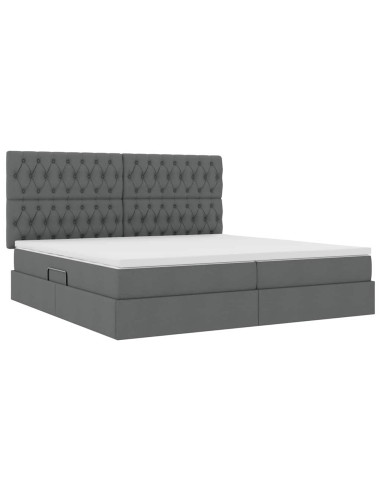 Letto con contenitore e materasso Grigio scuro 200 x 200 cm
