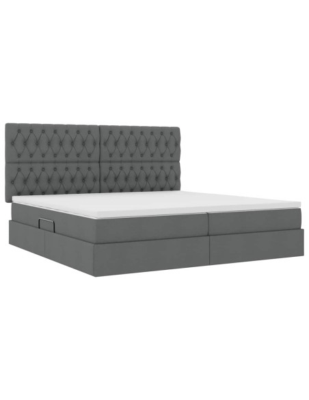 Letto con contenitore e materasso Grigio scuro 200 x 200 cm