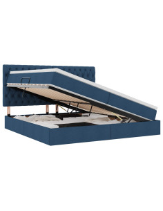 Letto con contenitore e materasso Blu 200 x 200 cm Poliestere 2