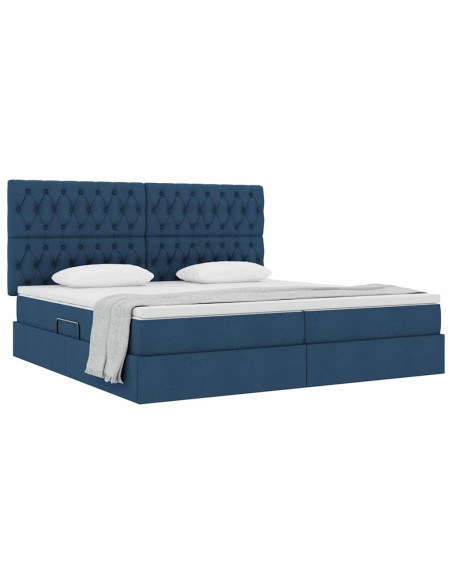 Letto con contenitore e materasso Blu 200 x 200 cm Poliestere