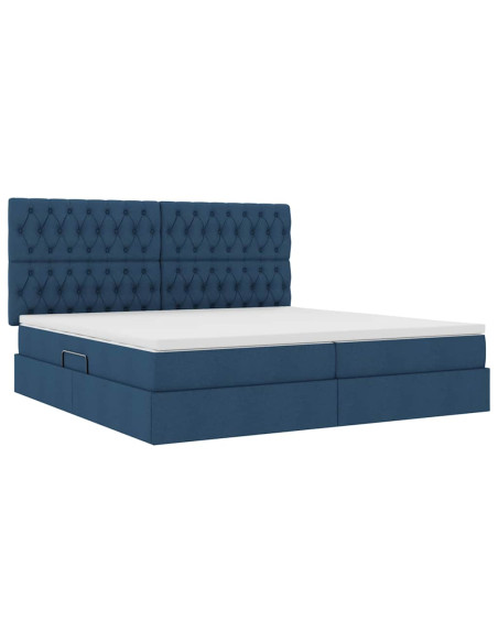 Letto con contenitore e materasso Blu 200 x 200 cm Poliestere