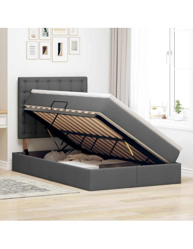 Letto con contenitore e materasso Grigio scuro 120 x 190 cm
