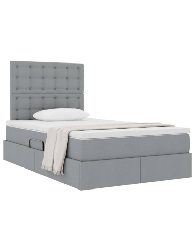 Letto con contenitore e materasso Grigio chiaro 120 x 200 cm