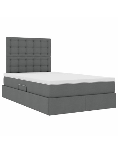 Letto con contenitore e materasso Grigio scuro 120 x 200 cm