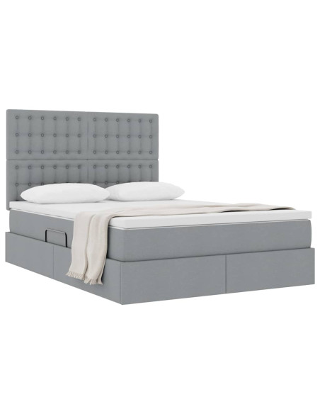 Letto con contenitore e materasso Grigio chiaro 140 x 190 cm