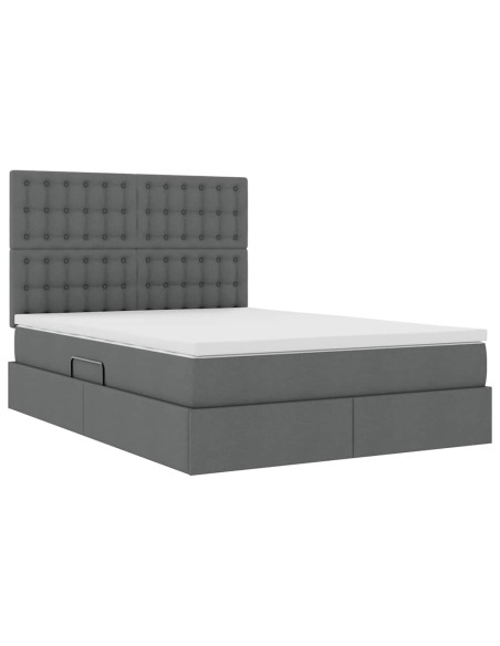 Letto con contenitore e materasso Grigio scuro 140 x 190 cm