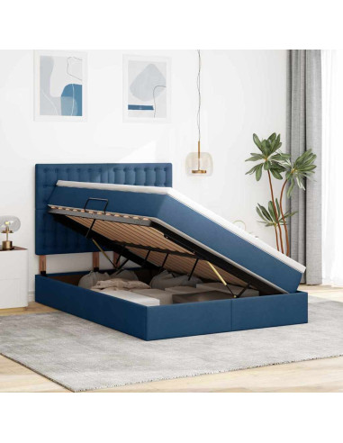 Letto con contenitore e materasso Blu 140 x 190 cm Poliestere