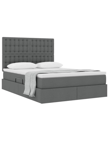 Letto con contenitore e materasso Grigio scuro 140 x 200 cm