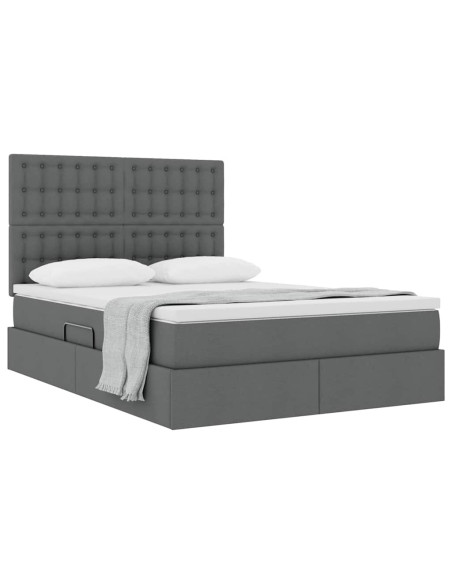 Letto con contenitore e materasso Grigio scuro 140 x 200 cm