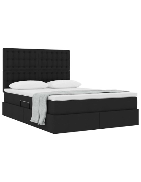 Letto con contenitore e materasso Nero 140 x 200 cm Poliestere