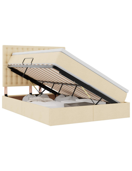 Letto con contenitore e materasso Crema 140 x 200 cm Poliestere