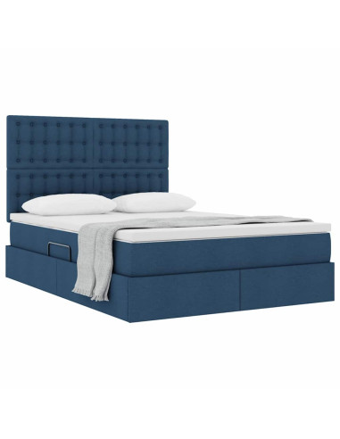 Letto con contenitore e materasso Blu 140 x 200 cm Poliestere