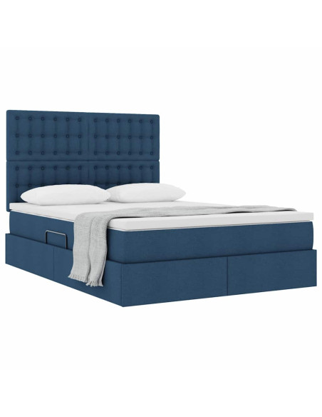Letto con contenitore e materasso Blu 140 x 200 cm Poliestere