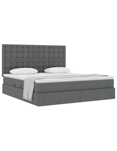 Letto con contenitore e materasso Grigio scuro 180 x 200 cm