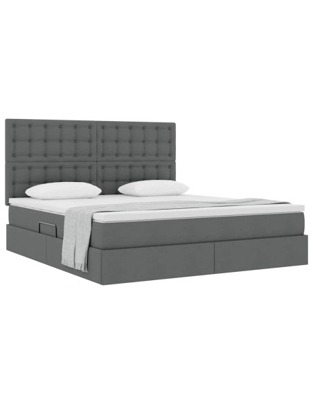 Letto con contenitore e materasso Grigio scuro 180 x 200 cm