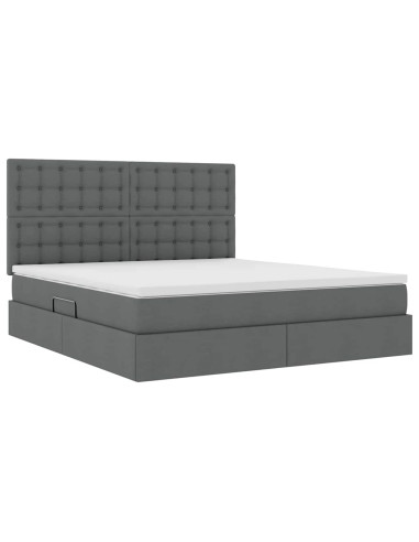 Letto con contenitore e materasso Grigio scuro 180 x 200 cm