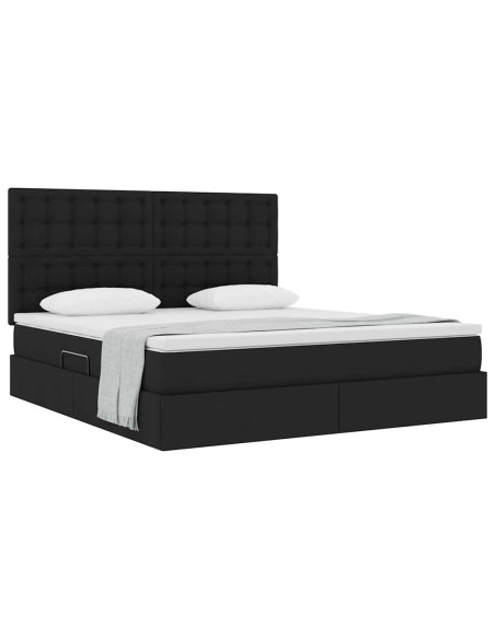 Letto con contenitore e materasso Nero 180 x 200 cm Poliestere
