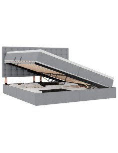 Letto con contenitore e materasso Grigio chiaro 200 x 200 cm 2