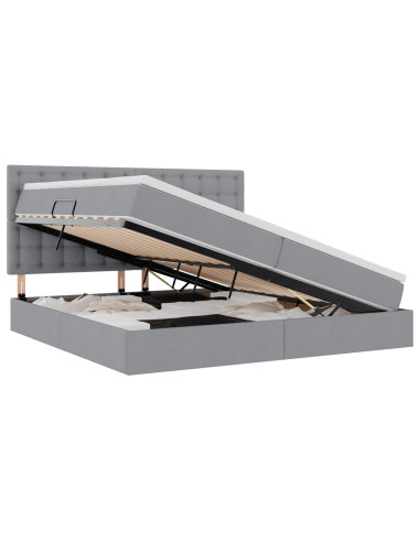 Letto con contenitore e materasso Grigio chiaro 200 x 200 cm