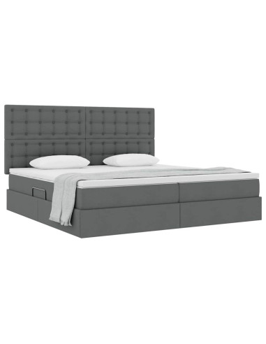 Letto con contenitore e materasso Grigio scuro 200 x 200 cm