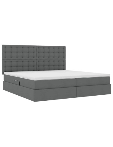 Letto con contenitore e materasso Grigio scuro 200 x 200 cm