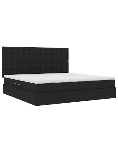 Letto con contenitore e materasso Nero 200 x 200 cm Poliestere