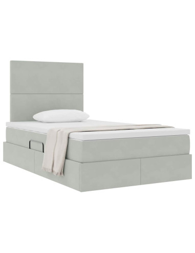 Letto con contenitore e materasso Grigio chiaro 120 x 190 cm