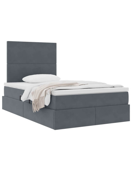 Letto con contenitore e materasso Grigio scuro 120 x 190 cm