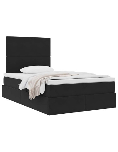 Letto con contenitore e materasso Nero 120 x 190 cm Velluto