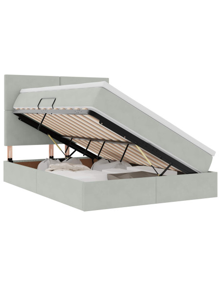 Letto con contenitore e materasso Grigio chiaro 140 x 190 cm