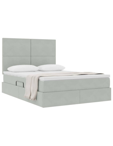 Letto con contenitore e materasso Grigio chiaro 140 x 190 cm