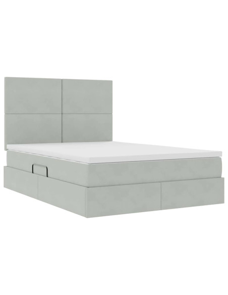 Letto con contenitore e materasso Grigio chiaro 140 x 190 cm