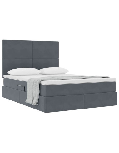 Letto con contenitore e materasso Grigio scuro 140 x 190 cm