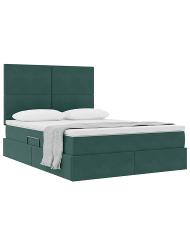 Letto con contenitore e materasso Verde Scuro 140 x 200 cm