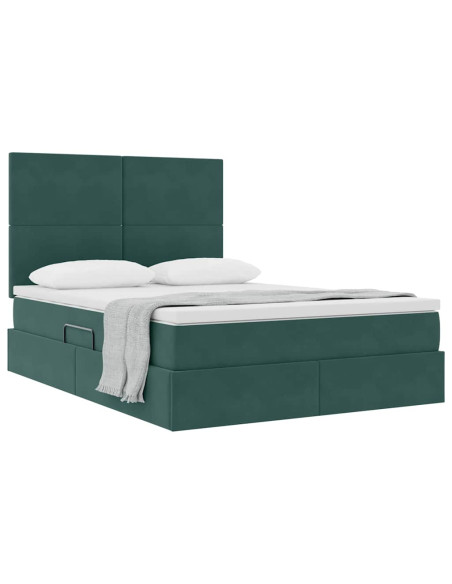 Letto con contenitore e materasso Verde Scuro 140 x 200 cm