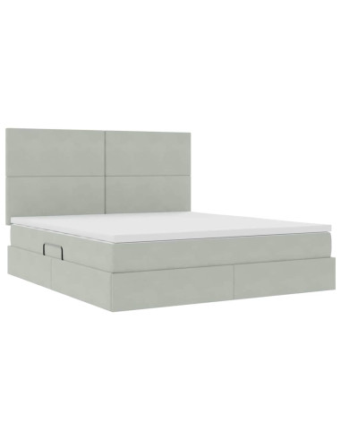 Letto con contenitore e materasso Grigio chiaro 160 x 200 cm