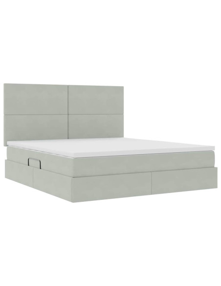 Letto con contenitore e materasso Grigio chiaro 160 x 200 cm