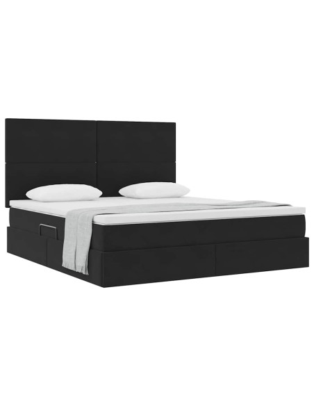 Letto con contenitore e materasso Nero 160 x 200 cm Velluto