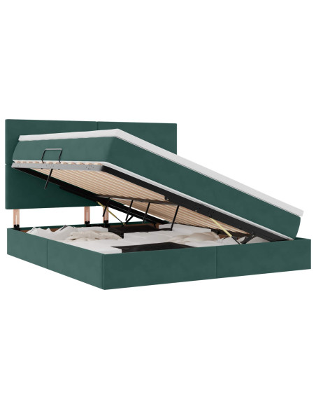 Letto con contenitore e materasso Verde Scuro 160 x 200 cm